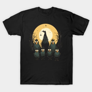 Creepy Halloween Birds T-Shirt, Graphical Spooky Horror Shirt, Dark and Scary Top, Funny Halloween Shirt, Fall TShirt T-Shirt